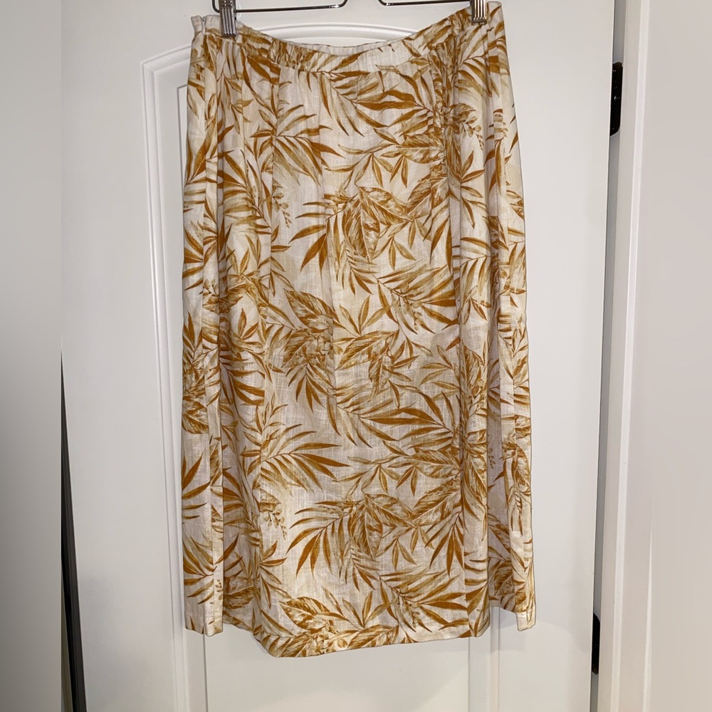 Lost & Wander Linen Blend Midi Skirt Tropical Print - Picture 5 of 14